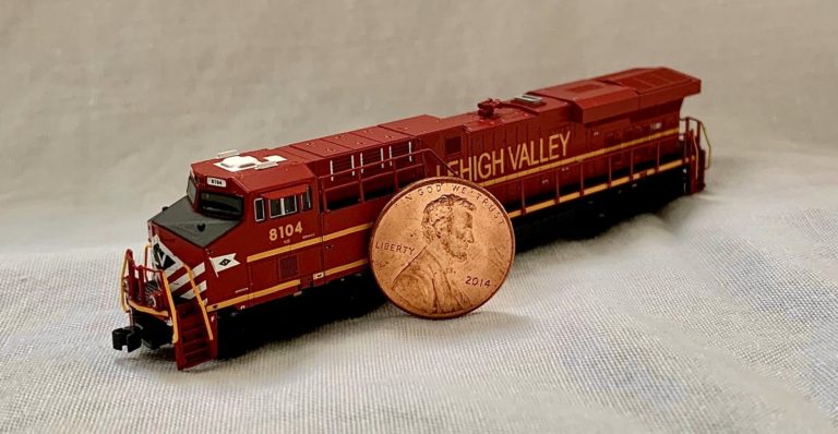 z scale model train compared to penny