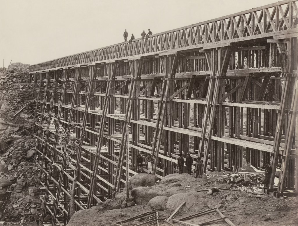 Dale Creek Bridge in Wyoming, 1860s. 