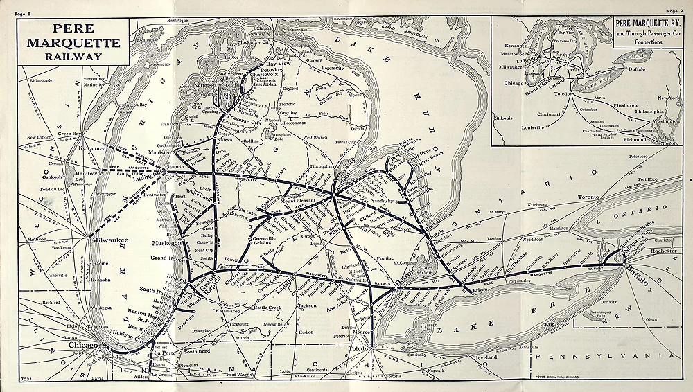Pere Marquette Railway Map, 1944
